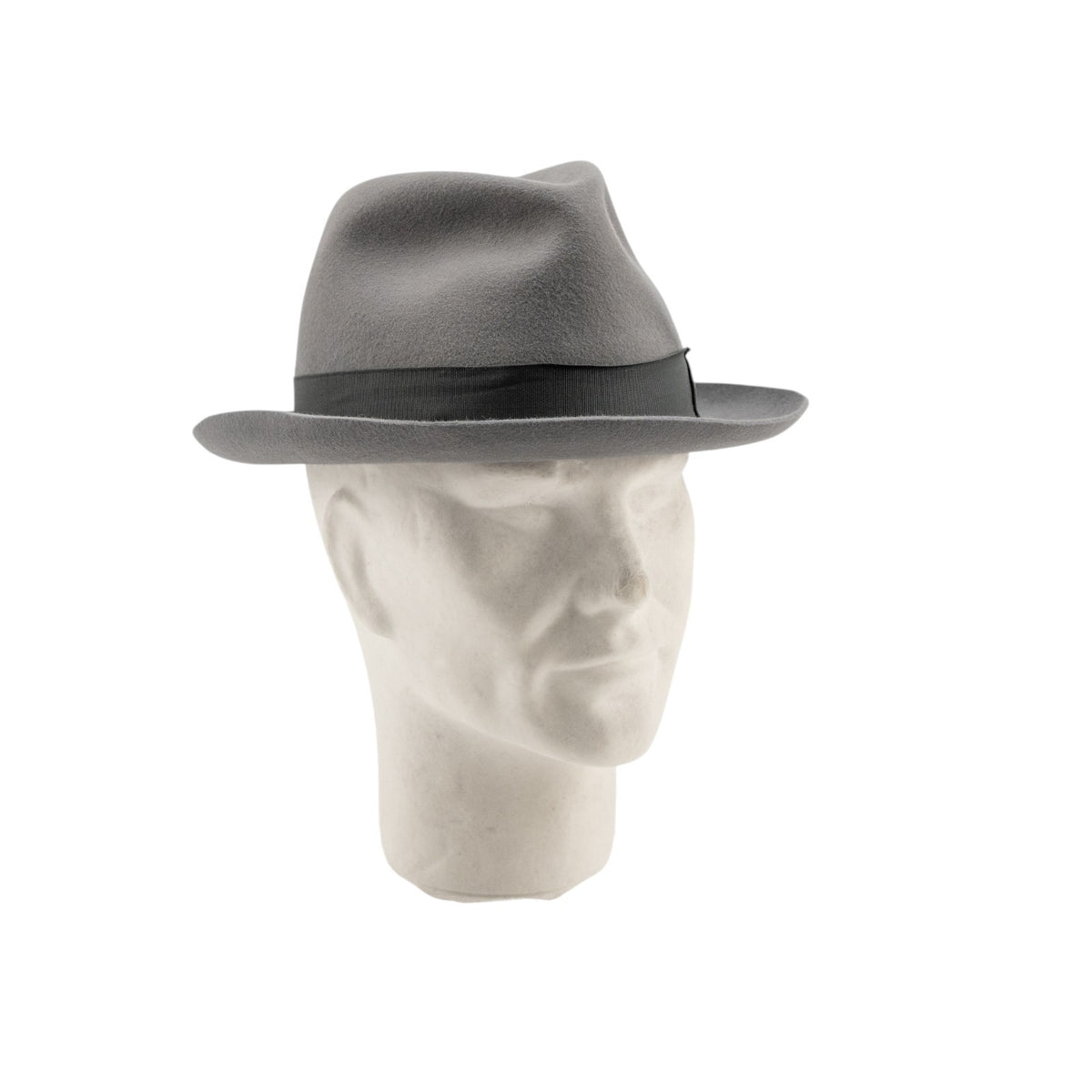 $475 BORSALINO Fedora Hat Gray Alessandria Felt +Leather Handmade in Italy Sz L