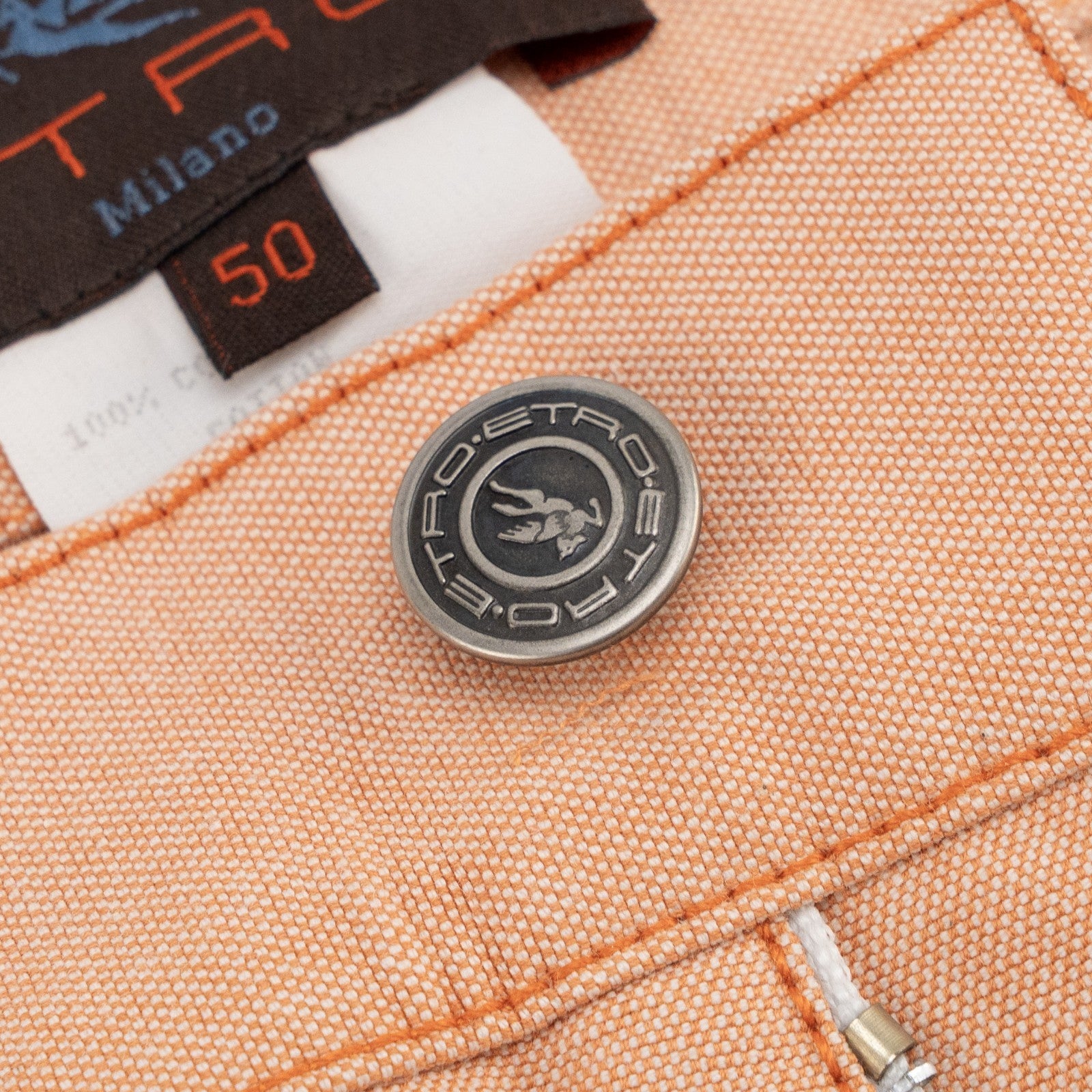 850$ ETRO MILANO Salmon Pink Cotton Denim Regular Wide Leg - Made in Italy