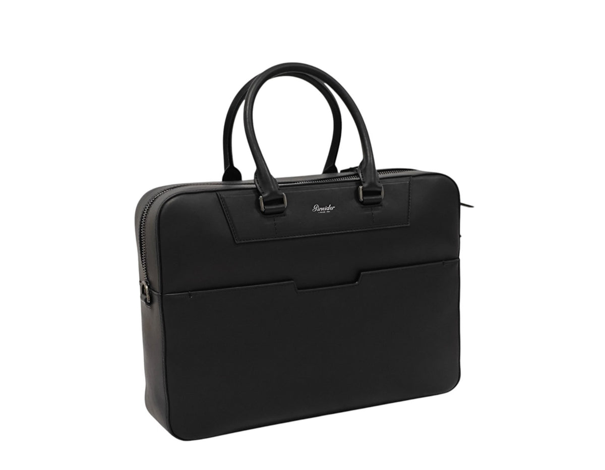 1240$ PINEIDER FIRENZE "Metro Smooth" Black Calf PC Briefcase Bag Document Case