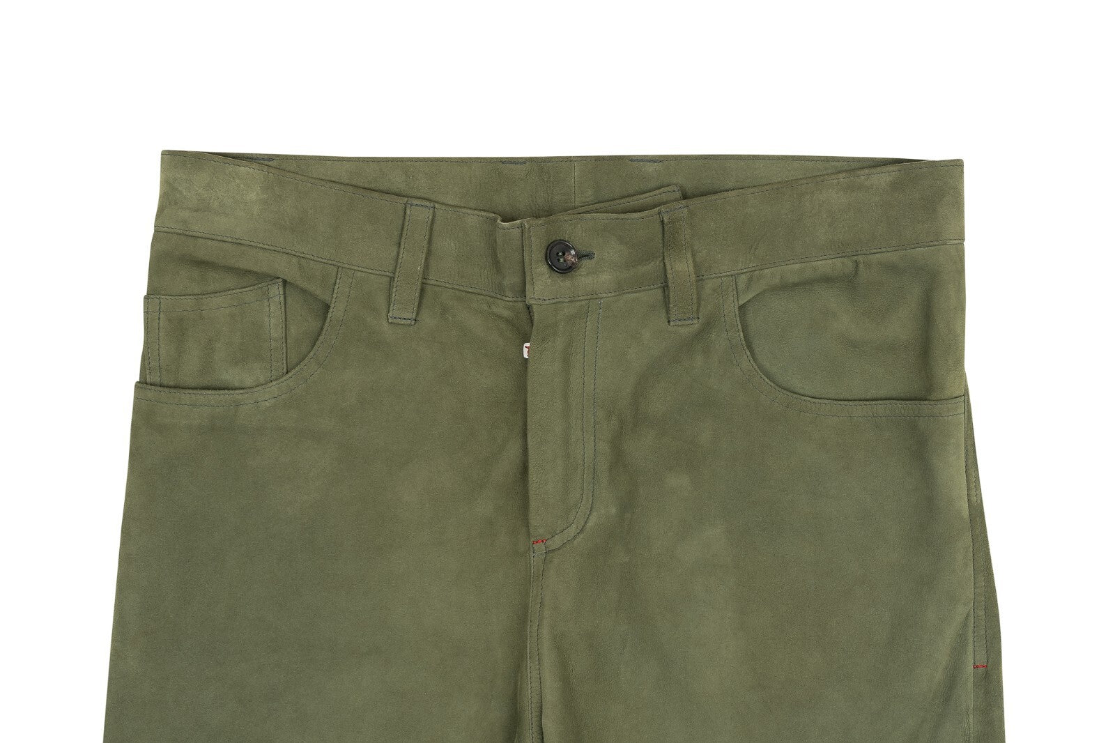 2150$ ISAIA NAPOLI Green 5 Pockets Pant Suede Lambskin Leather 32 US / 48 EU