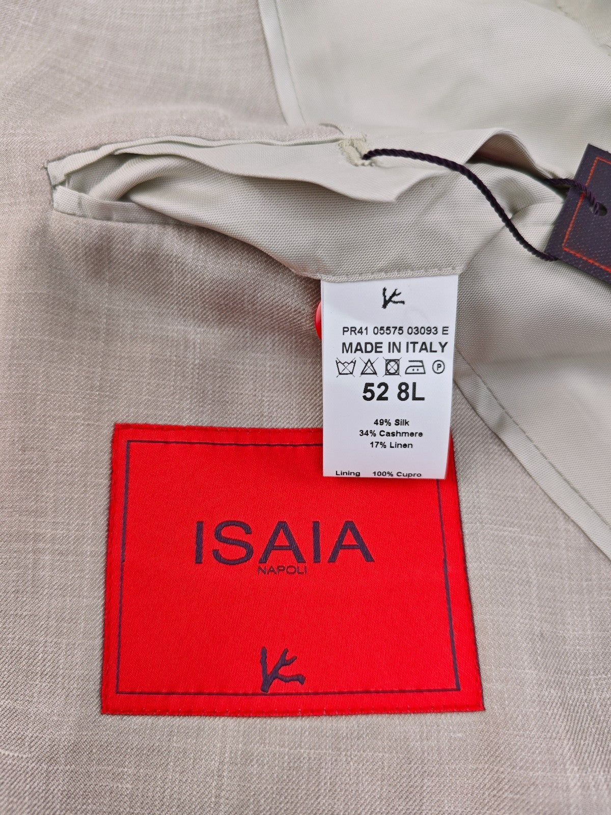 $5400 ISAIA NAPOLI Beige Jacket Sport Coat Cashmere Silk Linen 42 US 52 EU 8L