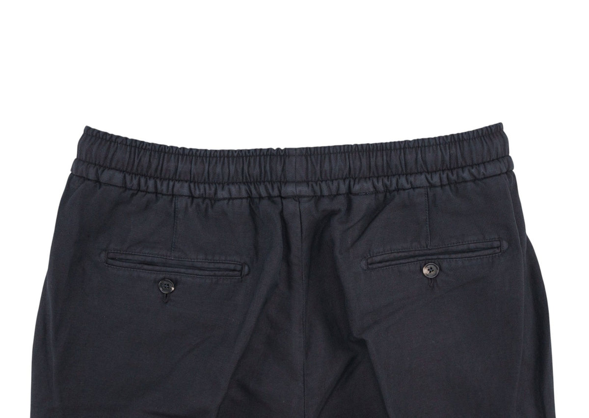 1050$ ISAIA Midnight Blue Drawstring Pant Cotton - Linen Tapered 34 US / 50 IT