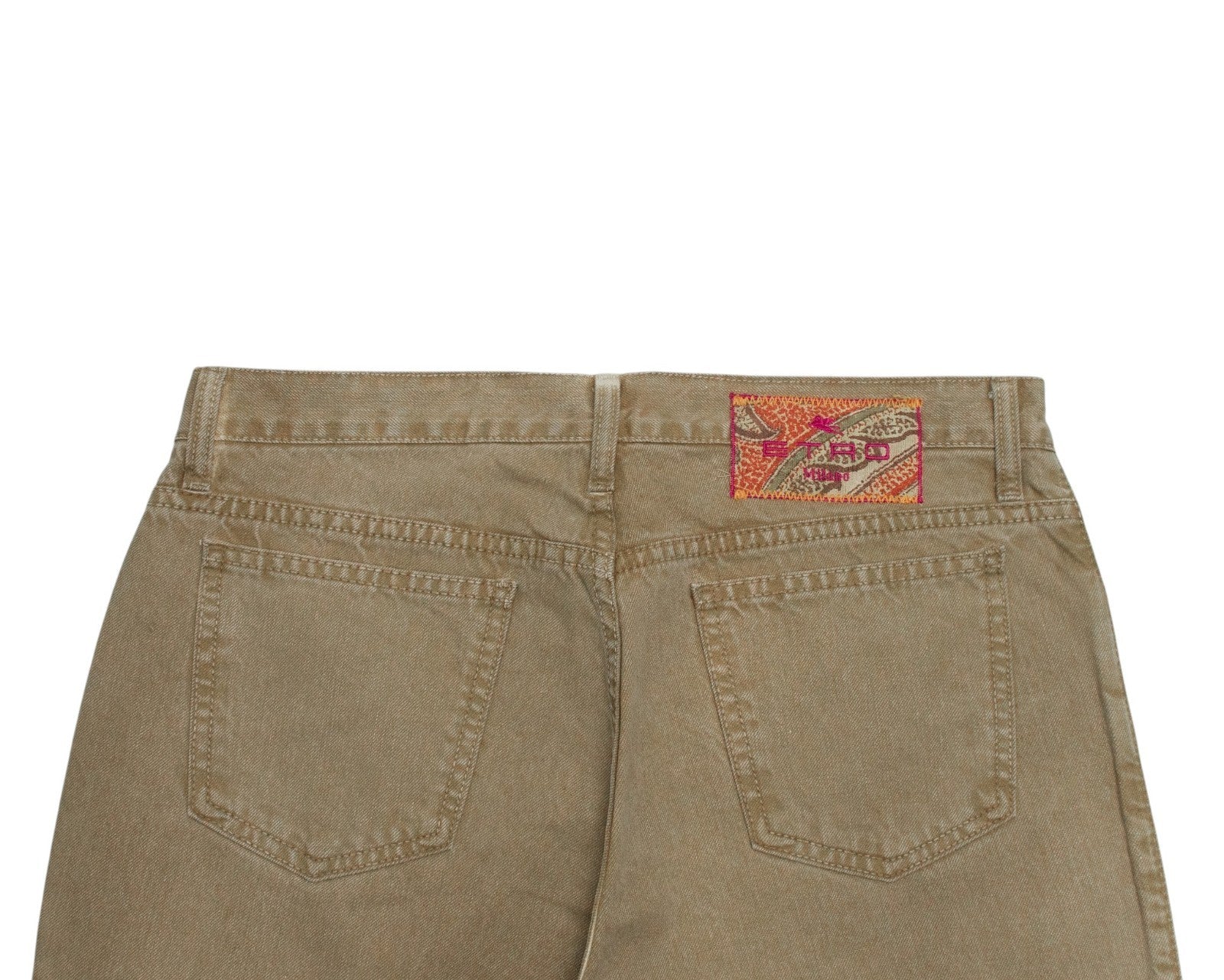 850$ ETRO MILANO Pant Jeans Beige Cotton Denim Bootcut - Made in Italy