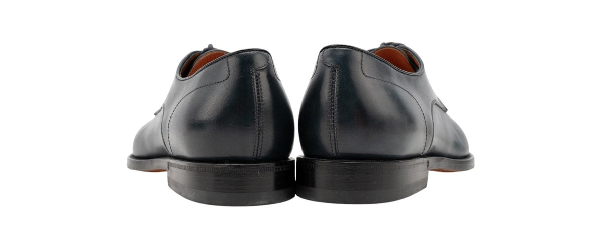 1360$ SANTONI Derby Shoes Blue Antiqued Leather Handmade in Italy