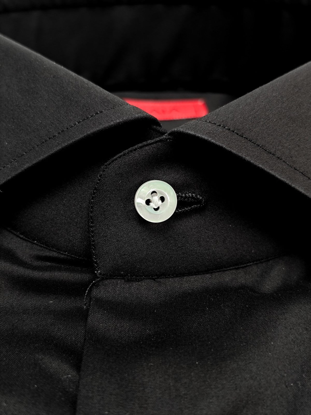 730$ ISAIA NAPOLI "Mix" Black Dress Shirt Hand-Sewn Fine Stretch Cotton Comfort