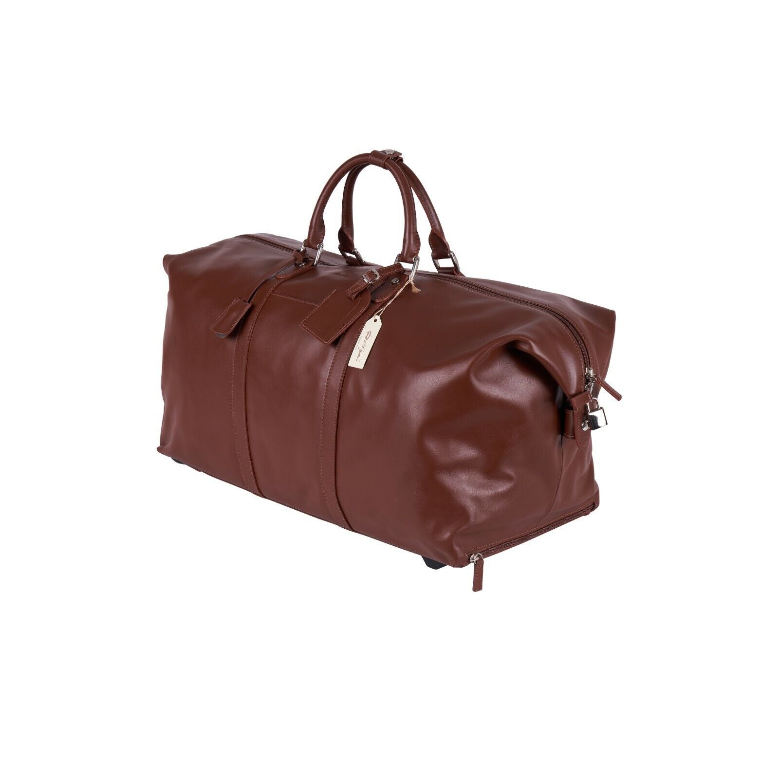 $2600 LUXURY DELL'GA MILANO Full Grain Leather Wheeled Travel Trolley Duffle Bag