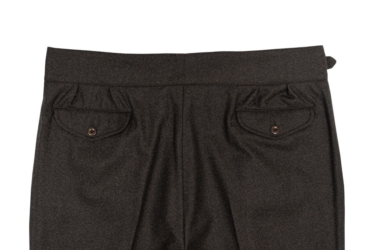 670$ RUBINACCI NAPOLI "Manny" Brown Flannel Wool High Rise Pant 40 US / 56 EU