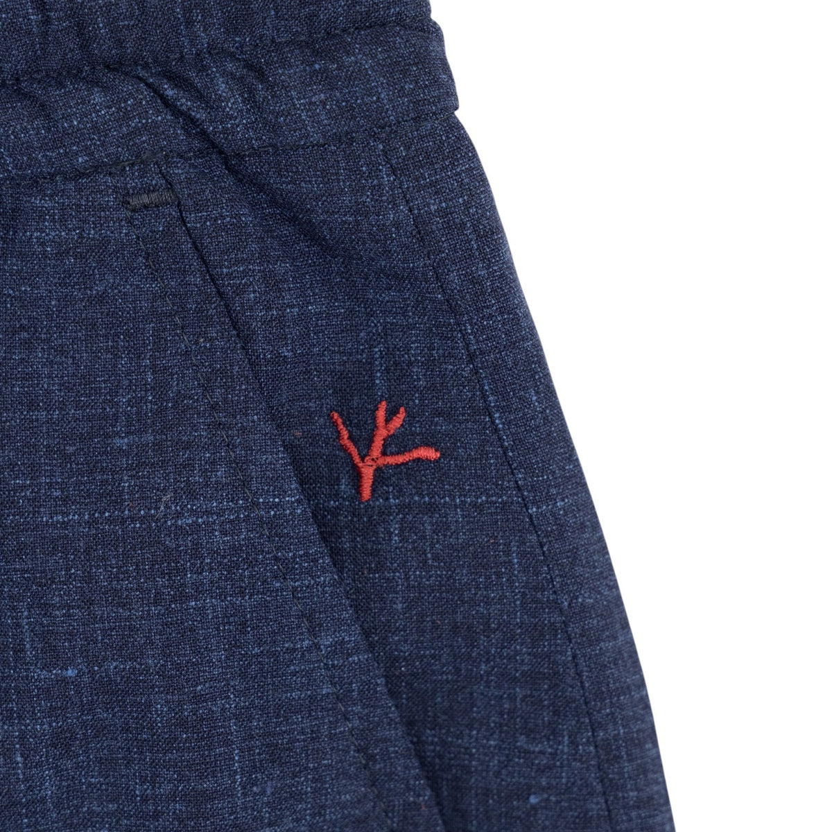 975$ ISAIA Dark Blue Drawstring Short Pant Wool - Silk - Linen  38 US / 54 EU R
