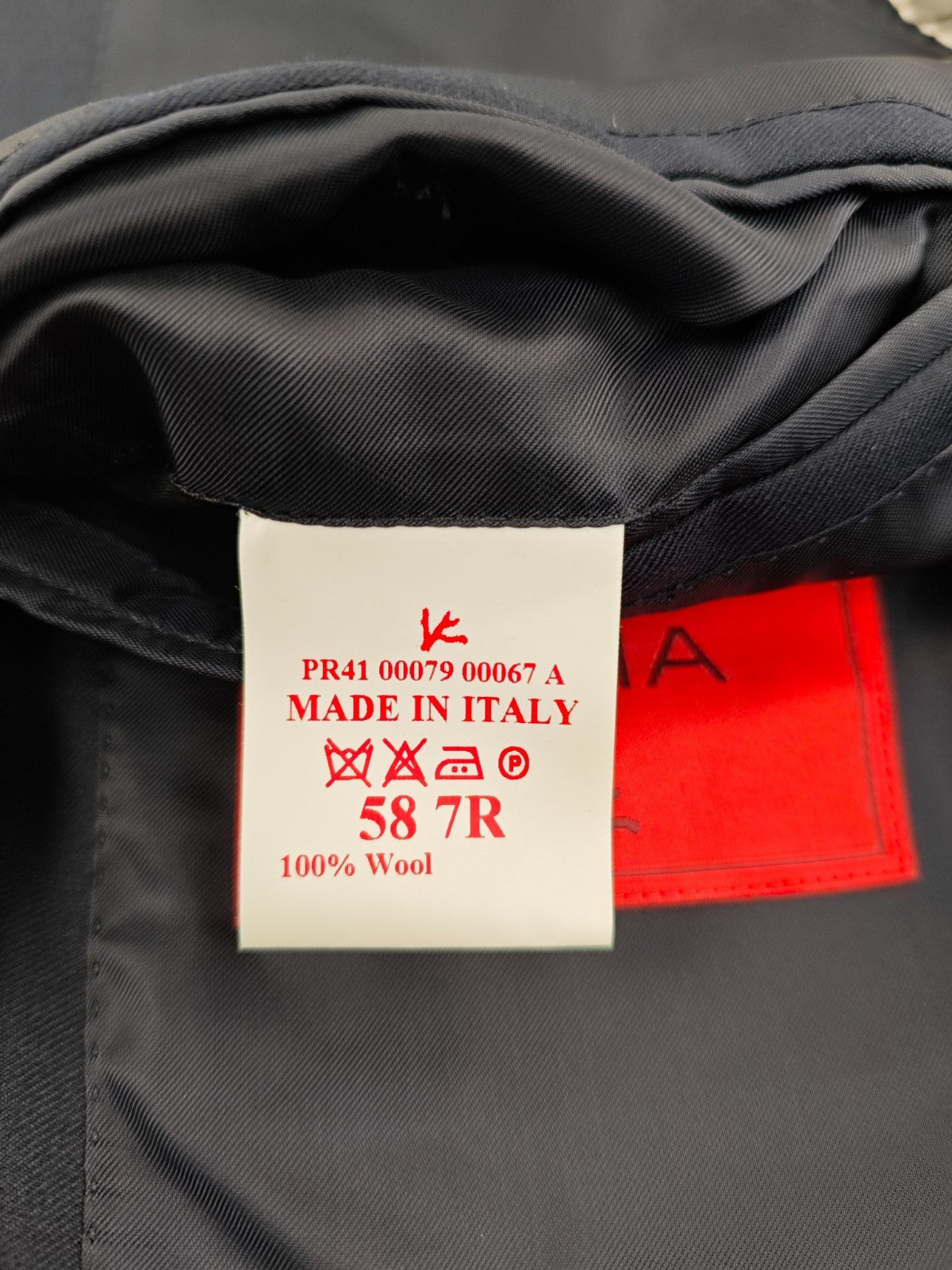 $6500 ISAIA NAPOLI Blue Midnight Hand-Sewn Suit Wool 100's  48 US / 58 EU