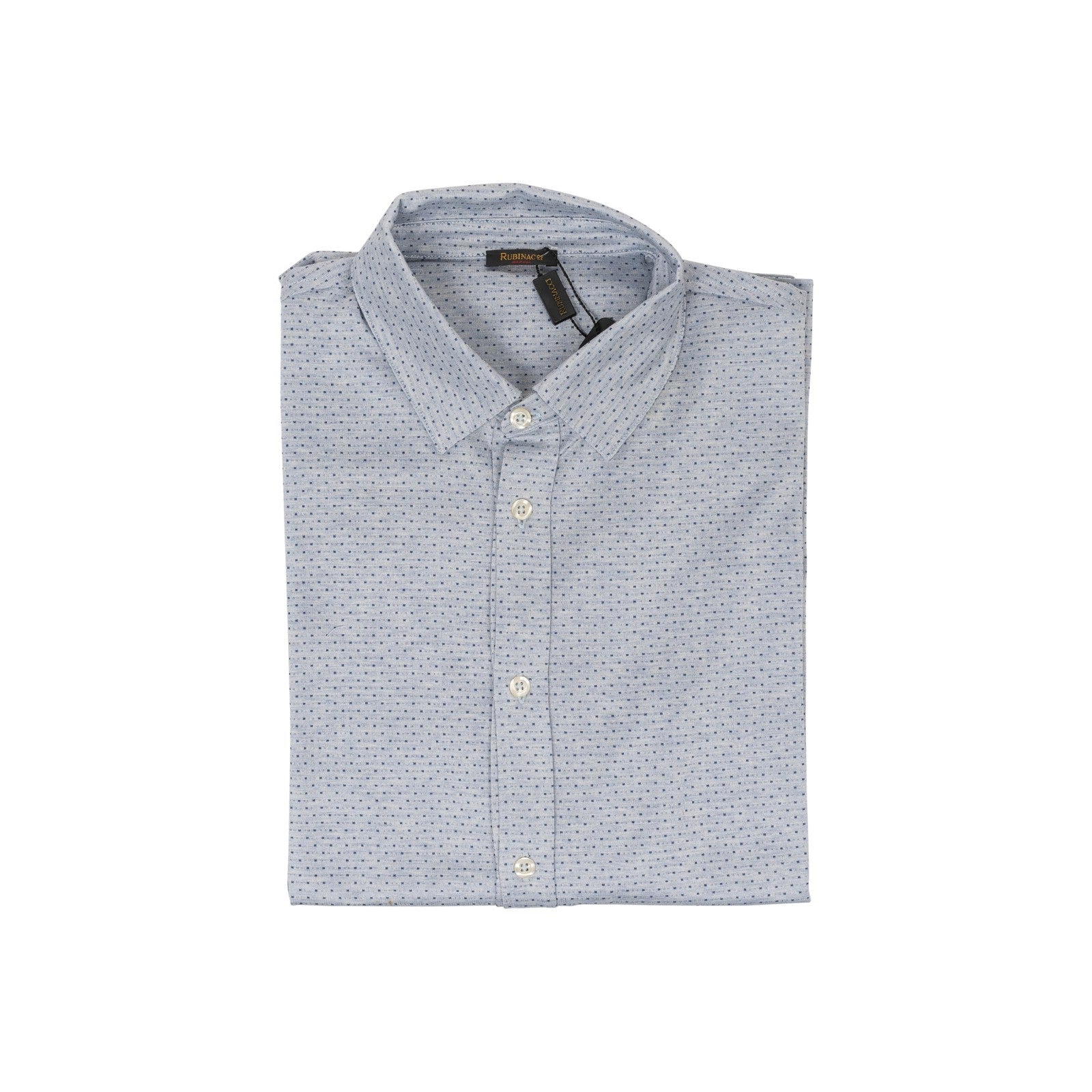 350$ RUBINACCI NAPOLI Blue Dots Shirt Lux Cotton Stretch