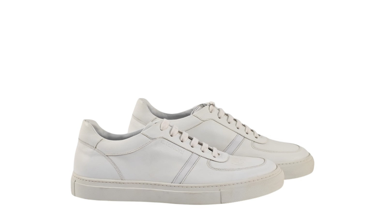 850$ TESTONI White Sneaker Shoes Calf + Saffiano 8 UK  / 9 US / 42 IT