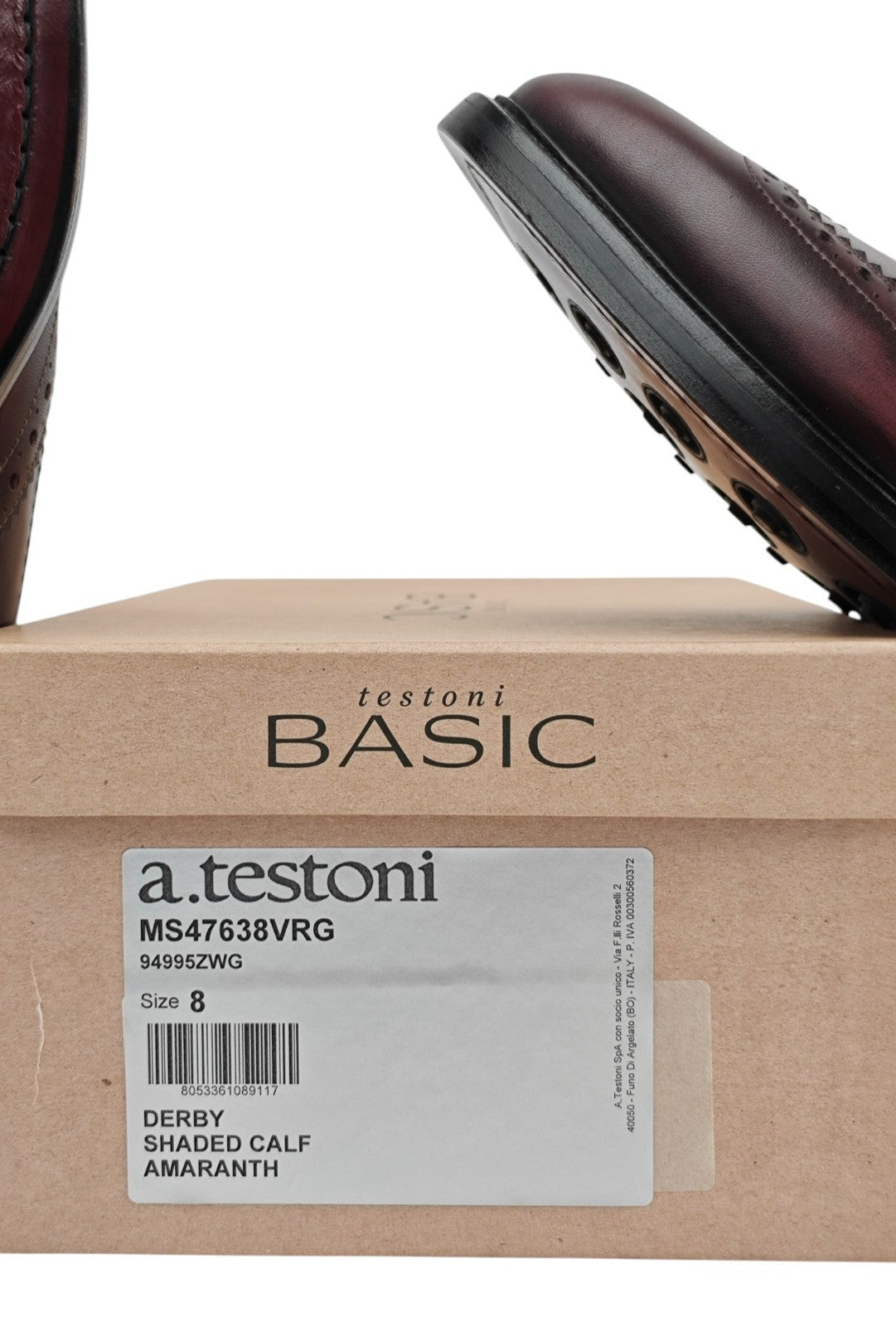 1250$ TESTONI Derby Shoes Shaded Calf Amaranth 8 UK / 9 US / 42 IT