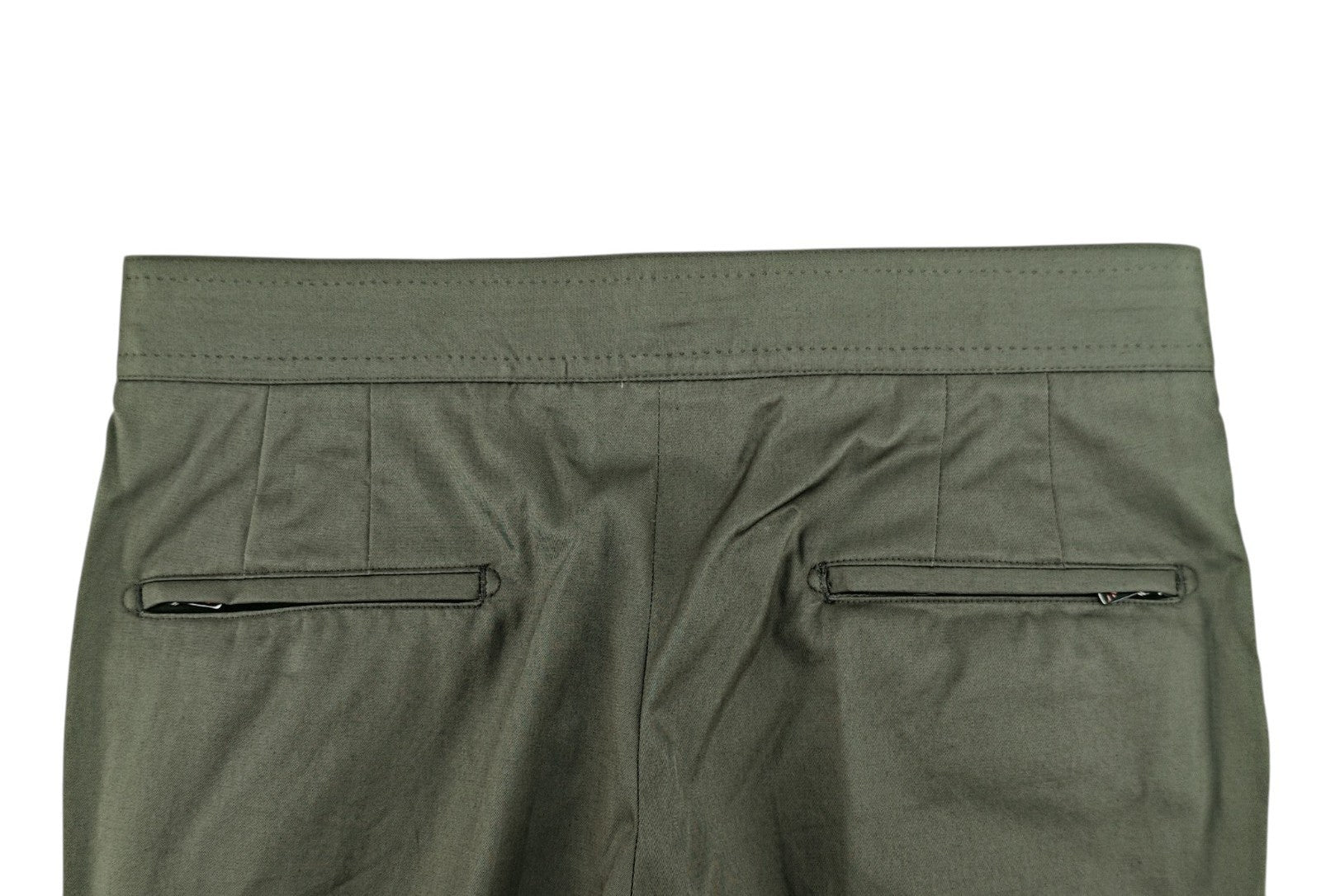 1650$ ISAIA Green Tapered Dress Drawstring Pant Fine Cotton 32 US / 48 EU R