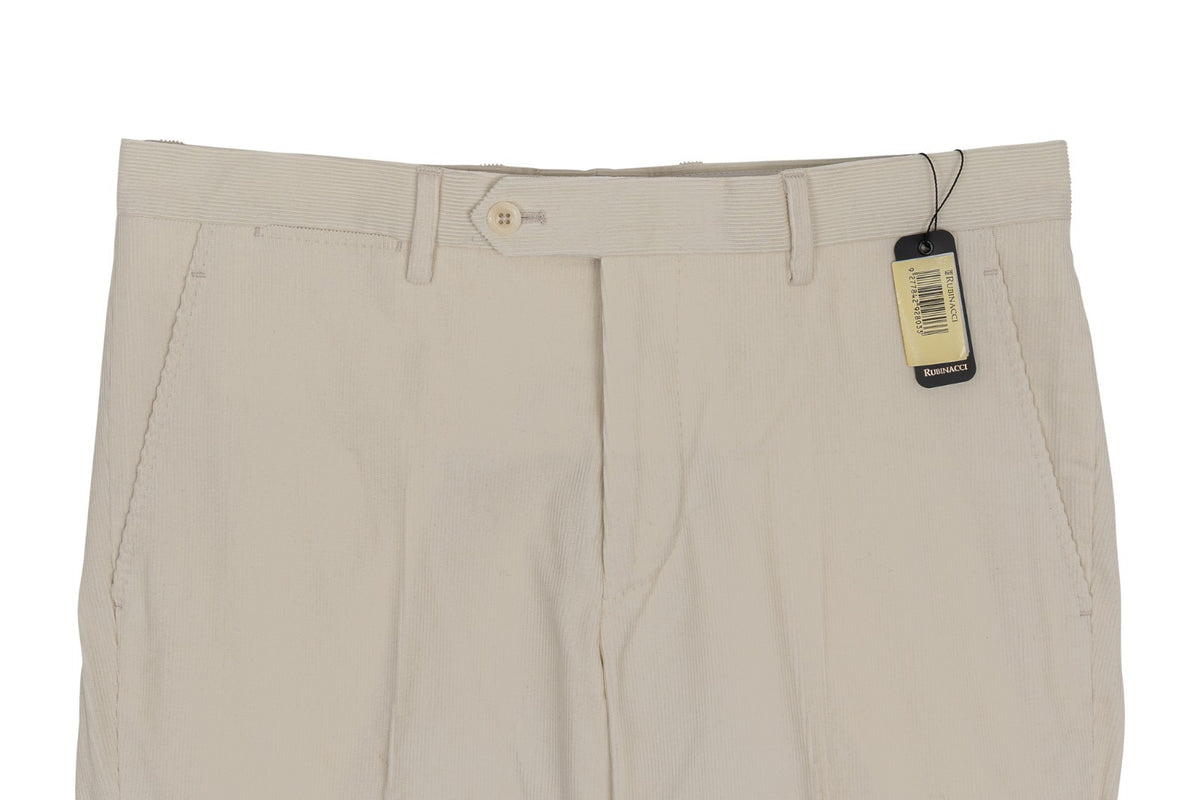 625$ RUBINACCI NAPOLI "Luca" Ivory Cotton Corduroy Trouser Pant Made in Napoli