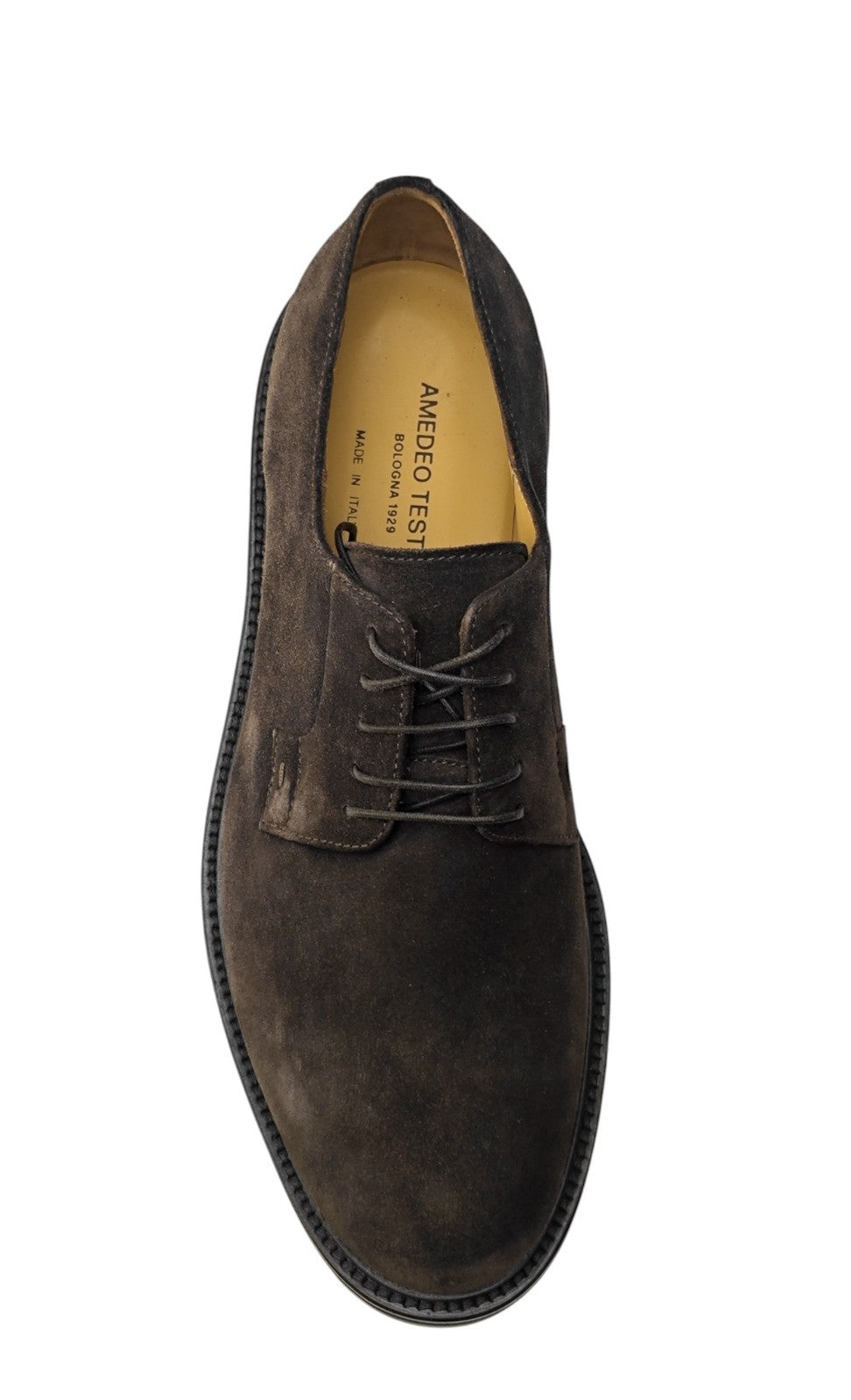 1300$ TESTONI "Vietri" Derby Shoes Suede Calf Cigar  8 UK / 9 US / 42 IT