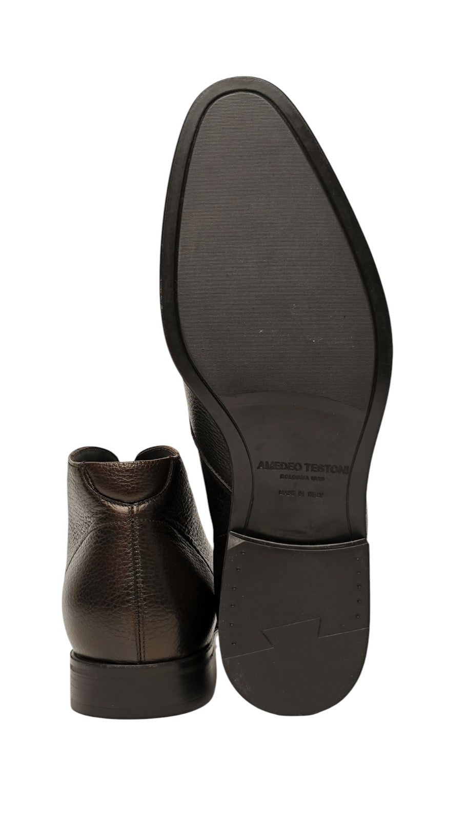 1350$ TESTONI "Salerno" Desert Boot Karibu Calf / Wool Brown 8 UK / 9 US / 42 IT