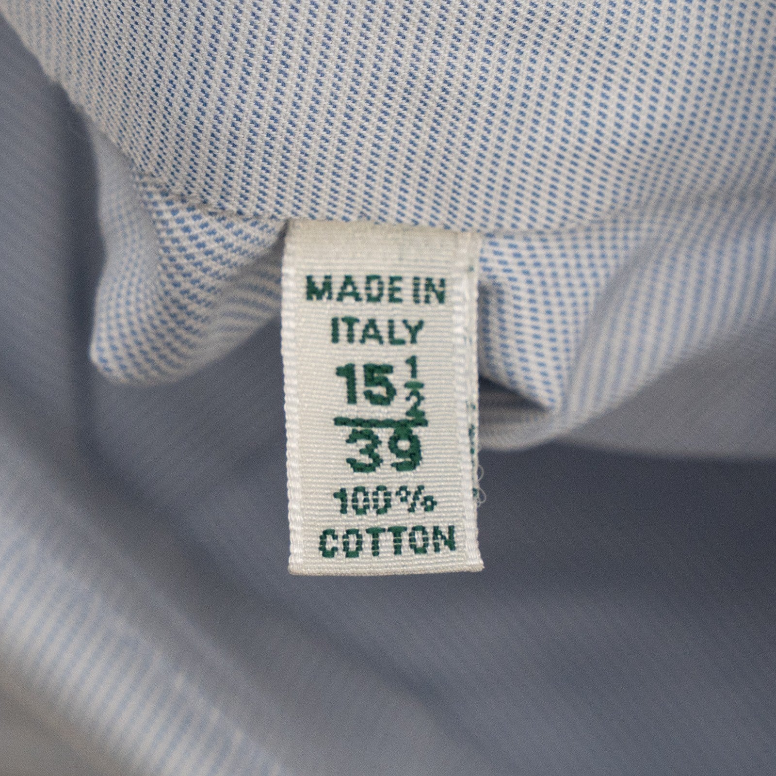 450$ LUIGI BORRELLI Dress Shirt End-on-End Blue 8 Hand Steps 100% Cotton 15.5-39