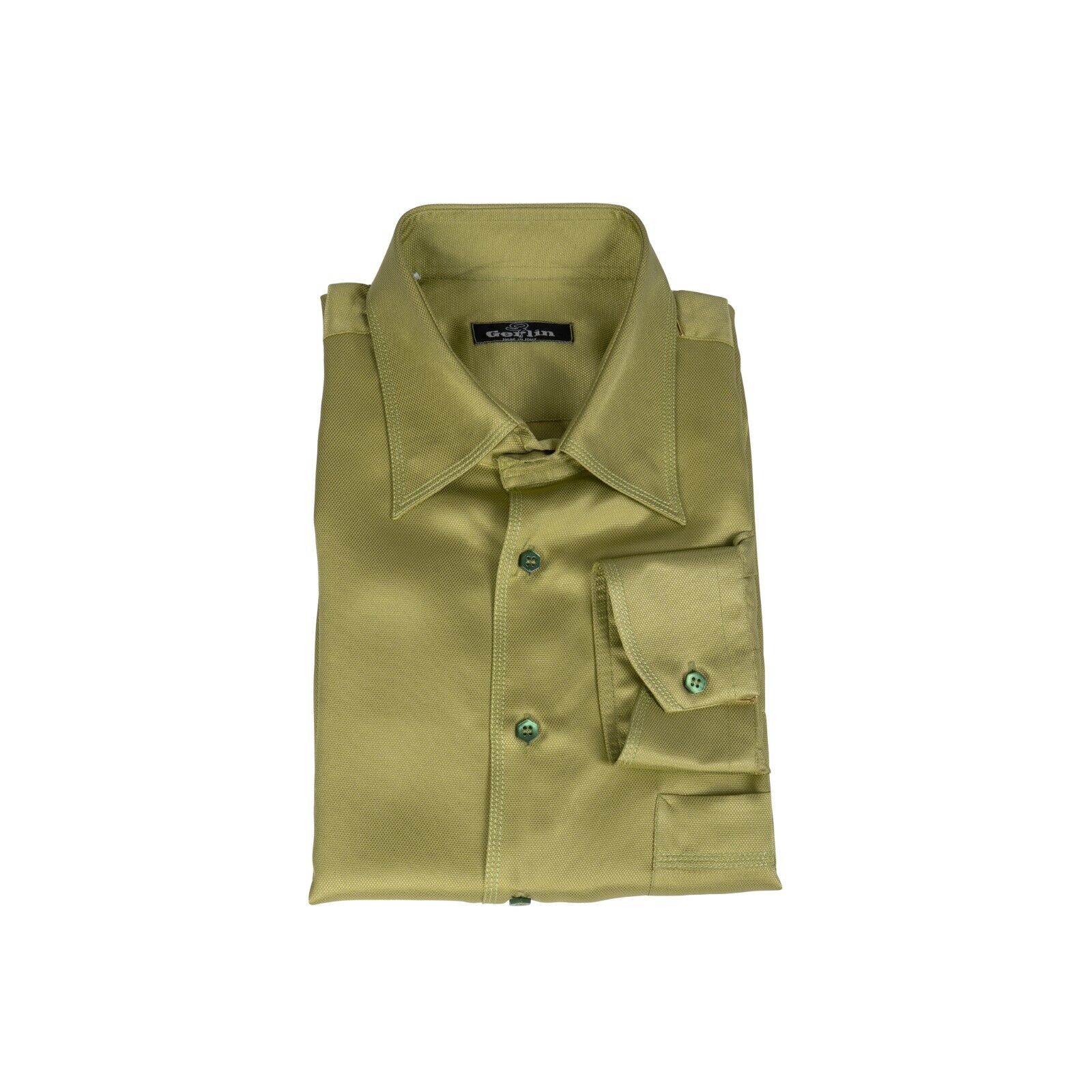1400$ ITALIAN LUXURY GERLIN Shirt Green 100% Satin Silk 16-41  BIJAN