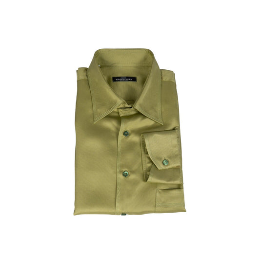 1400$ ITALIAN LUXURY GERLIN Shirt Green 100% Satin Silk 16-41  BIJAN