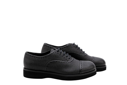 1120$ GIORGIO ARMANI Derby Shoes Brogue Black Grained Leather 5 UK  6 US  39 IT