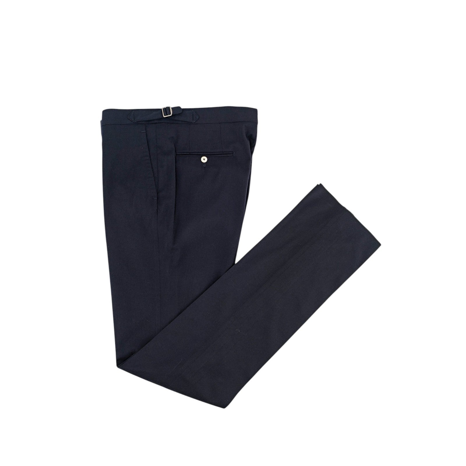 1350$ ISAIA Sanità Blue Navy Hand-Sewn Tapered Dress Pant Wool  32 US / 48 EU 7R