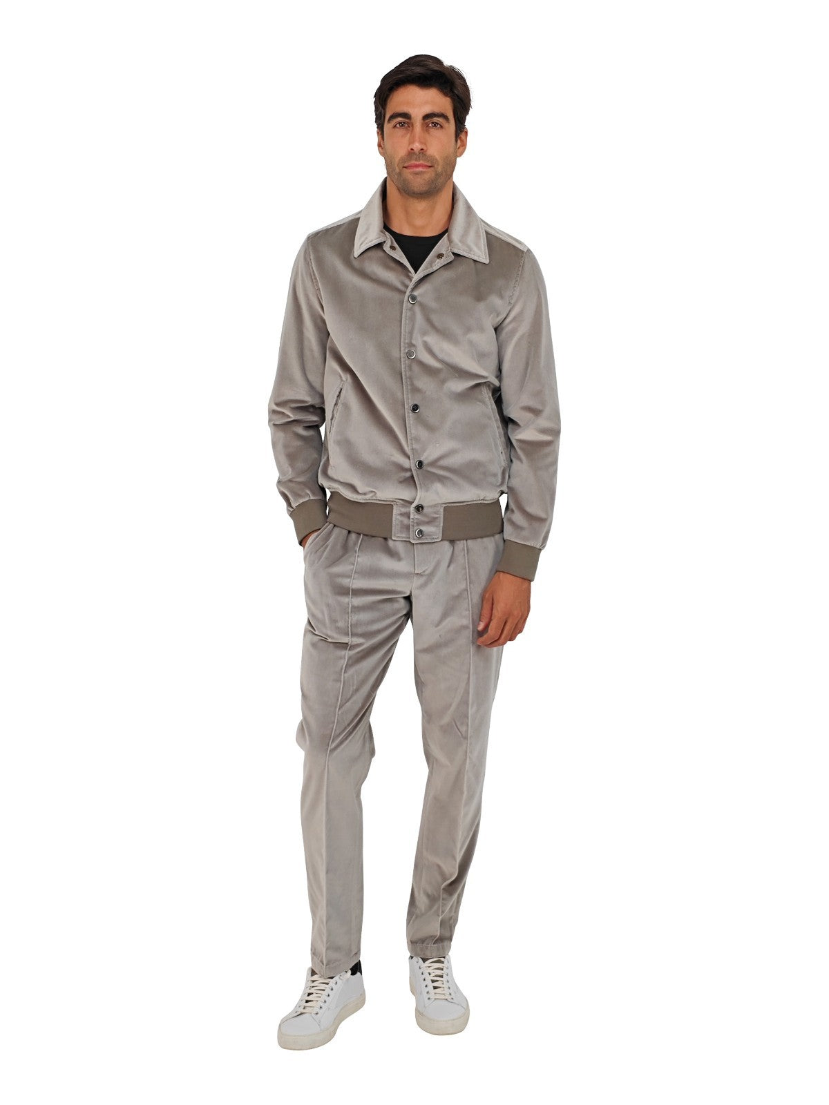 $6500 ISAIA NAPOLI "Amalfi" Gray Hand-Sewn College Tracksuit Velvet Cotton