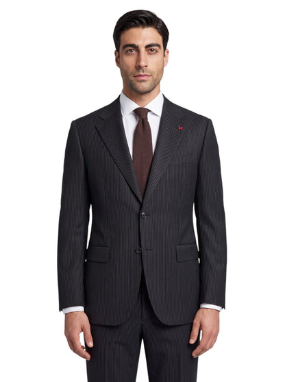 $6600 ISAIA NAPOLI "Marechiaro" Black Suit Fine Wool 4 Season 46 US / 56 EU 8R