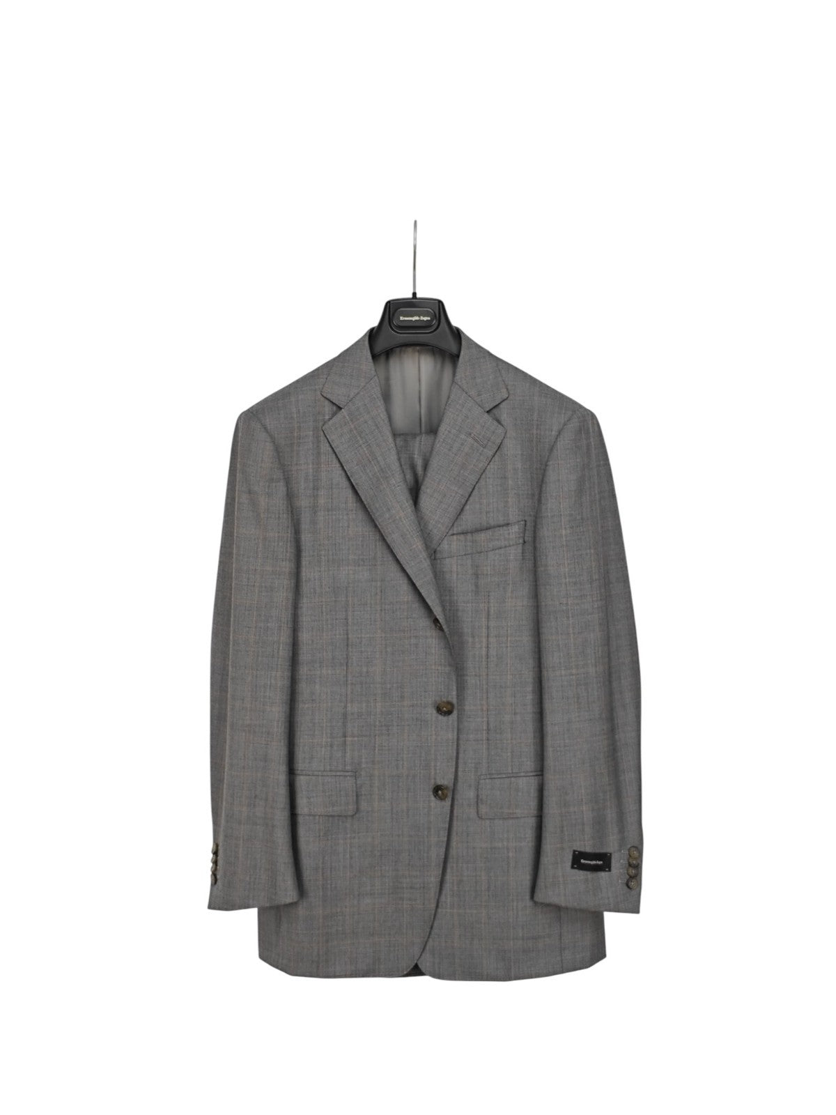 $4450 ERMENEGILDO ZEGNA Gray Glen Plaid Suit Fine Wool  38 US / 48 EU  R