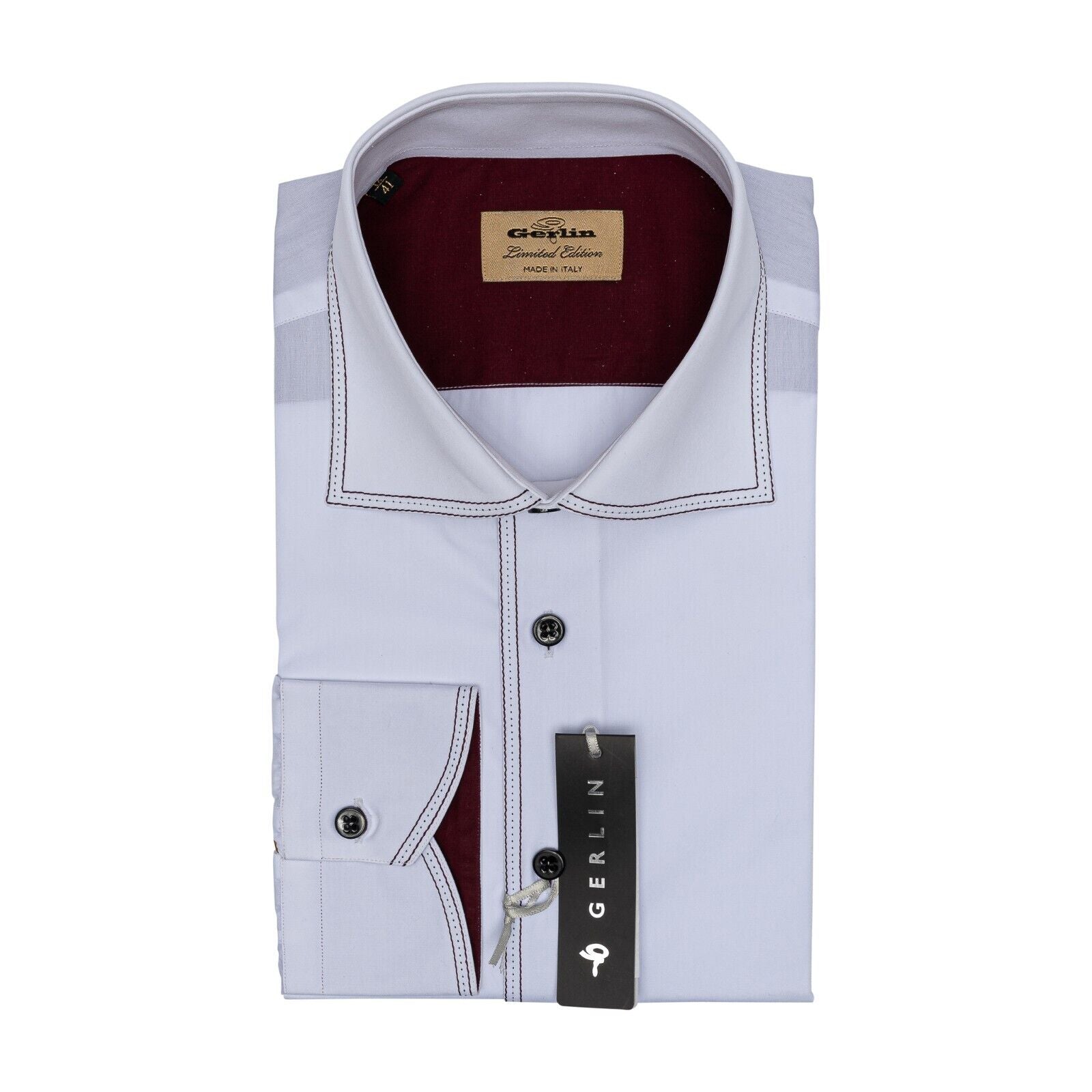 690$ LUXURY GERLIN Shirt White SUPRALUX ALUMO Cotton 16  41 3AO BIJAN