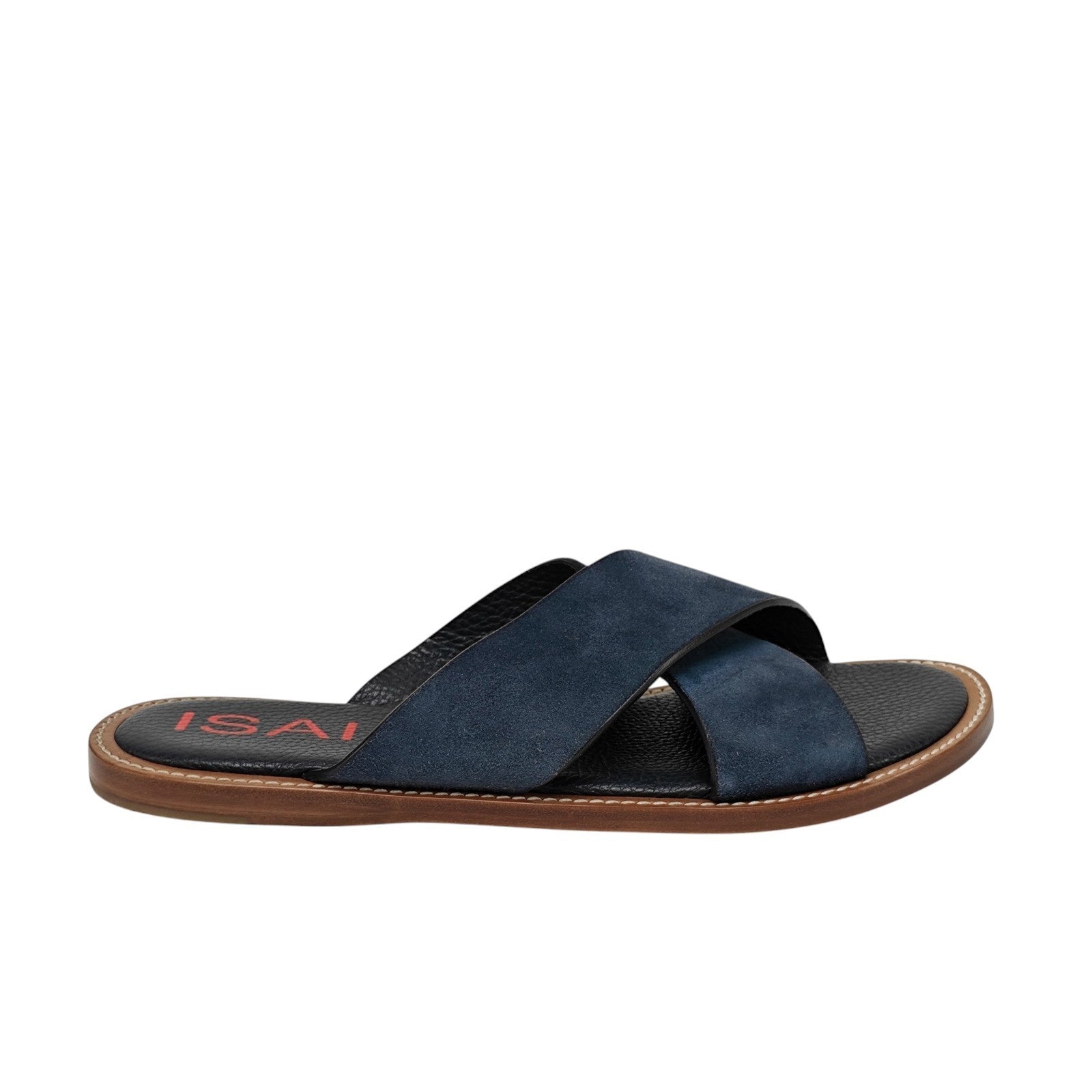 900$ ISAIA NAPOLI Sandal Shoes Suede Leather Blue Handmade 9 UK - 10 US - 43 IT