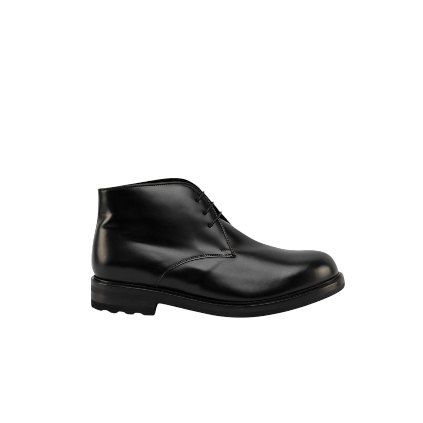 1450$ TESTONI Black Desert Boot Shoes Calf + Fur Lining  8 UK / 9 US / 42 IT