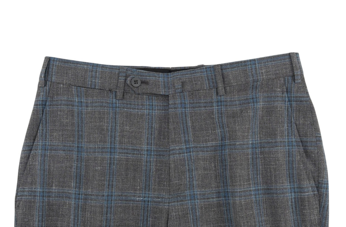 $6650 ISAIA NAPOLI "Capri" Gray - Blue Suit Wool / SIlk / Linen 38 US / 48 EU 8R