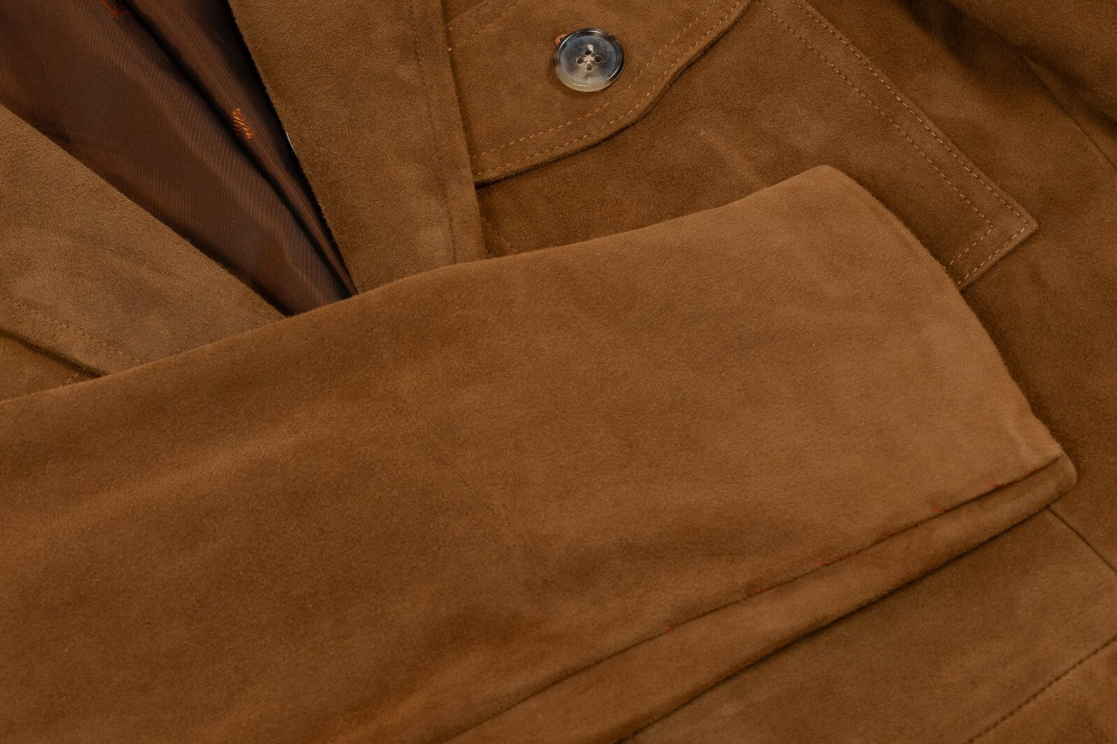 6800$ ISAIA Camel Safari Jacket Suede 100% Lambskin Leather 38 US 48 EU