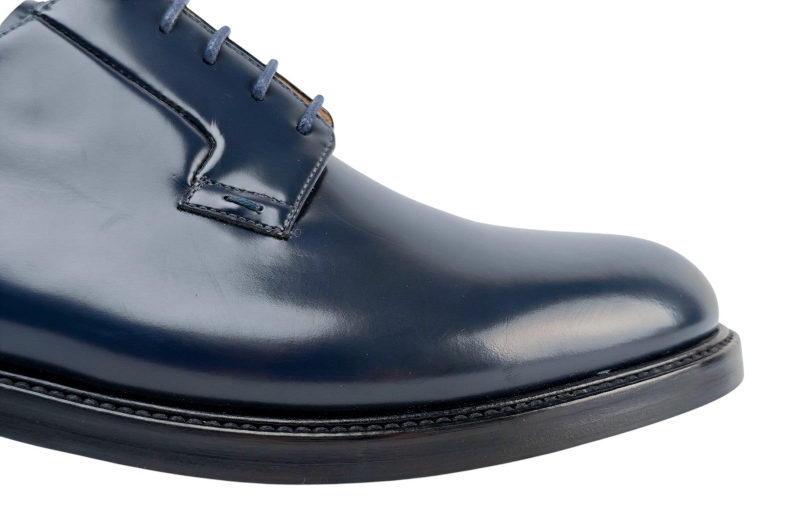 1200$ TESTONI "Vietri" Derby Shoes Brush Off Calf Navy 8 UK / 9 US / 42 IT