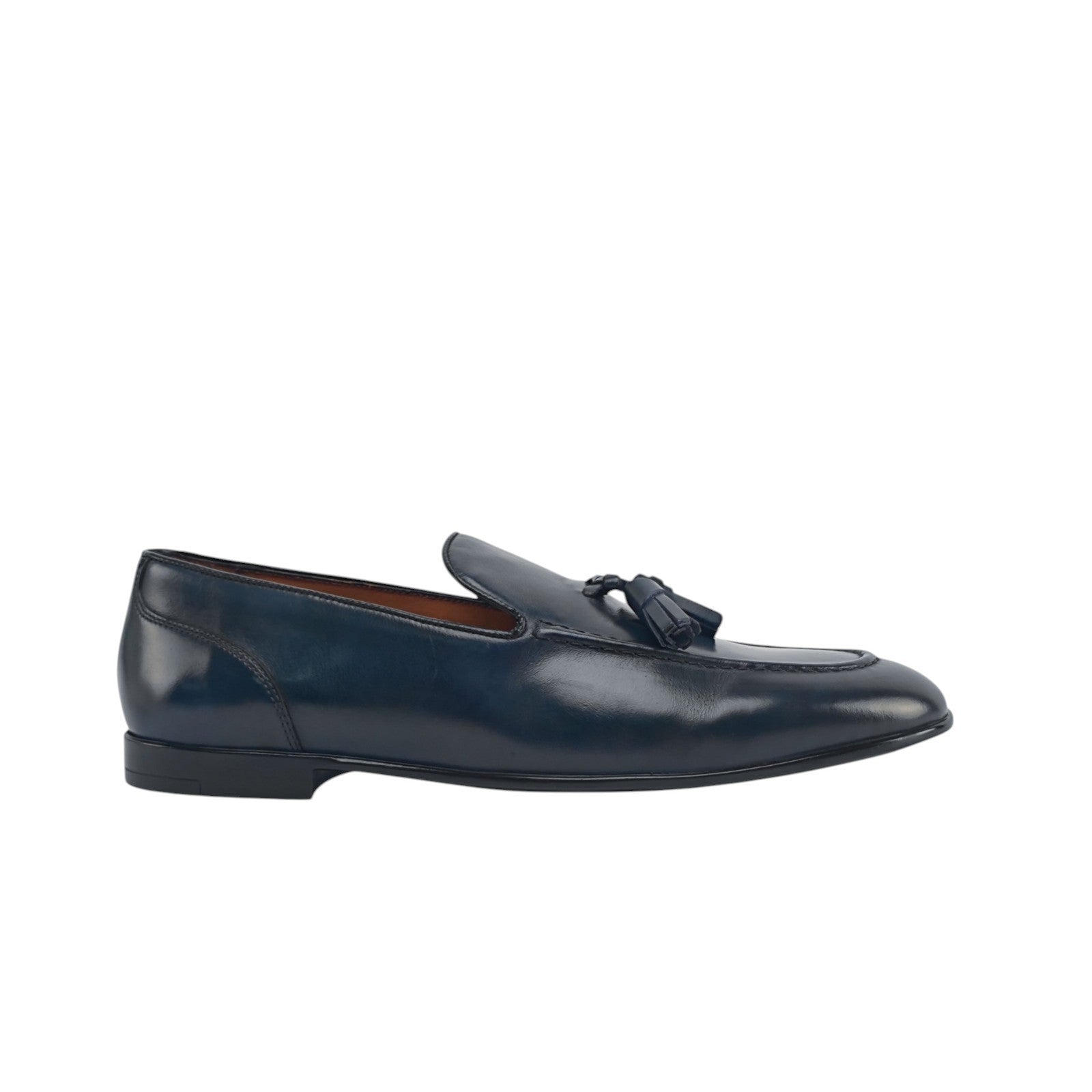 1200$ TESTONI Blue Tassel Loafer Shoes Burnished Calf 8 UK / 9 US / 42 IT