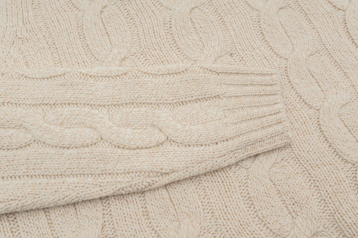 $2190 FEDELI "Malfilè" Ivory Sweater 100% Cashmere Cable Knit 46 US / 56 EU
