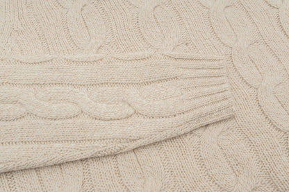 $2190 FEDELI "Malfilè" Ivory Sweater 100% Cashmere Cable Knit 46 US / 56 EU