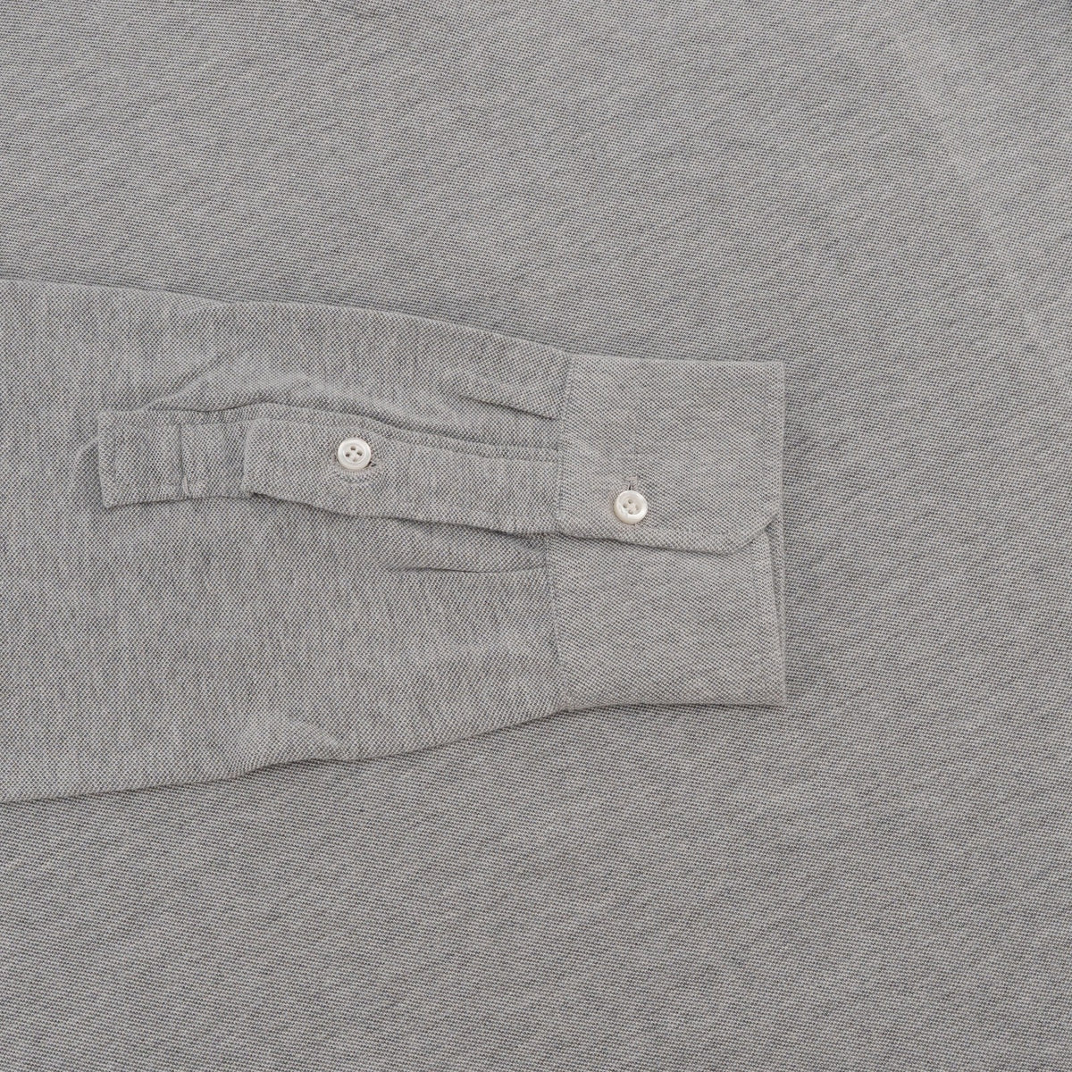 600$ ISAIA NAPOLI Gray Handmade Polo Long Sleeve Cotton Jersey Size L