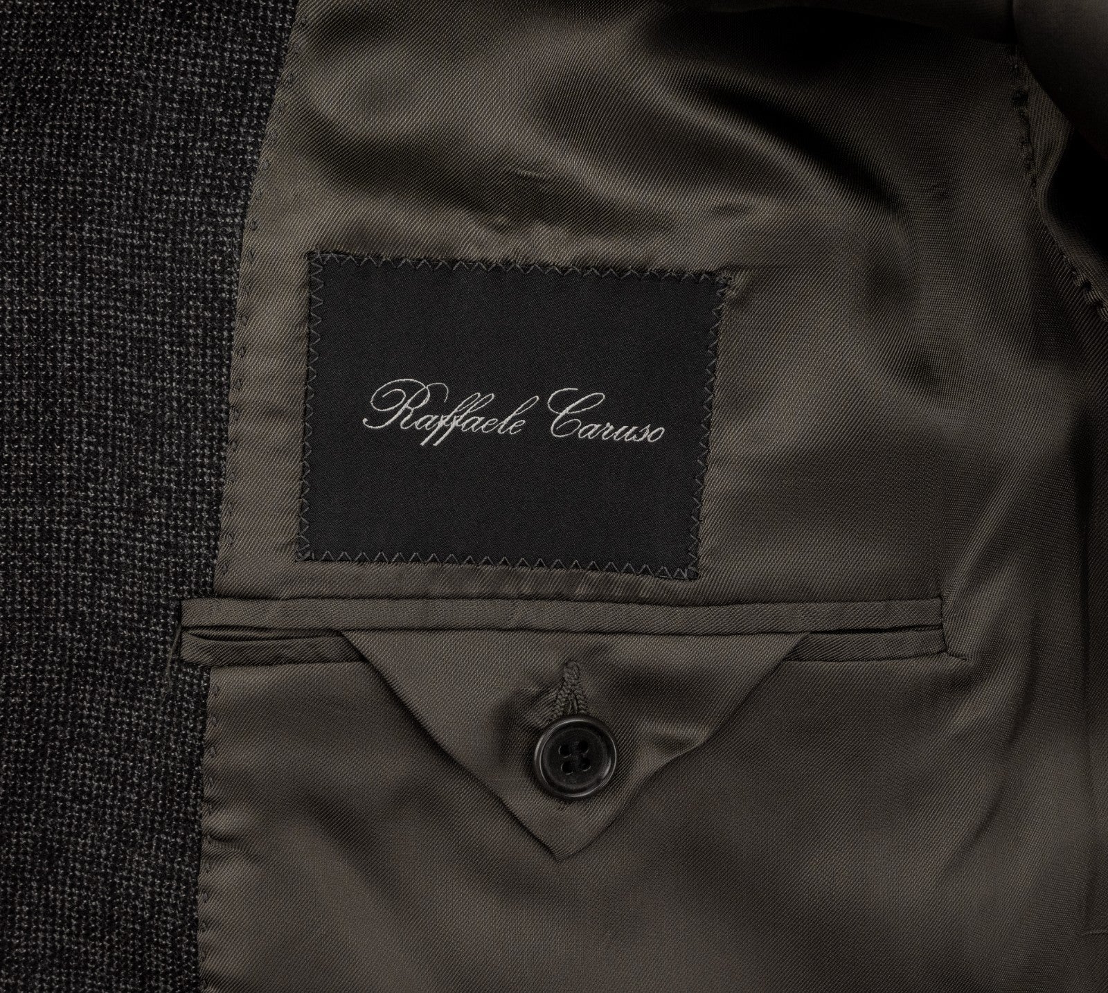 $2400 RAFFAELE CARUSO Dark Gray 3/2 Roll Suit Wool Textured 46 US / 56 EU