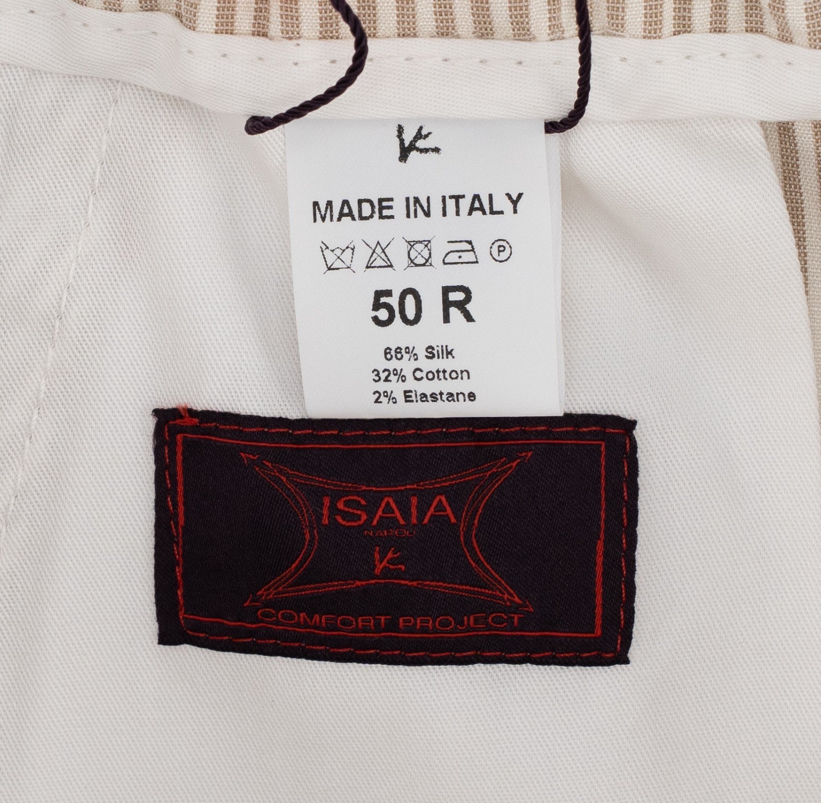 1350$ ISAIA NAPOLI Beige - Ivory Drawstring Pant Cotton - Silk Sartorial Fit