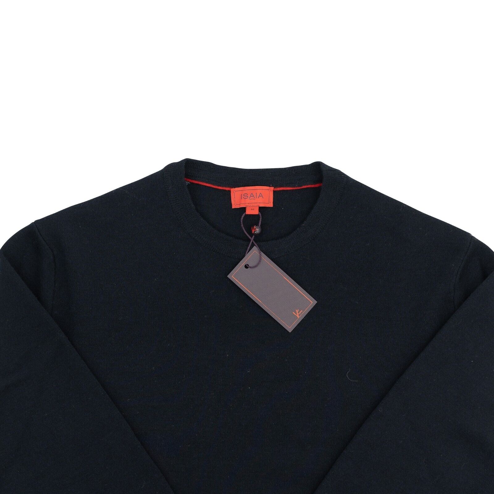 1300$ ISAIA NAPOLI Blue Bicolor Sweater Crewneck Soft Wool 15.5 Micron Size M