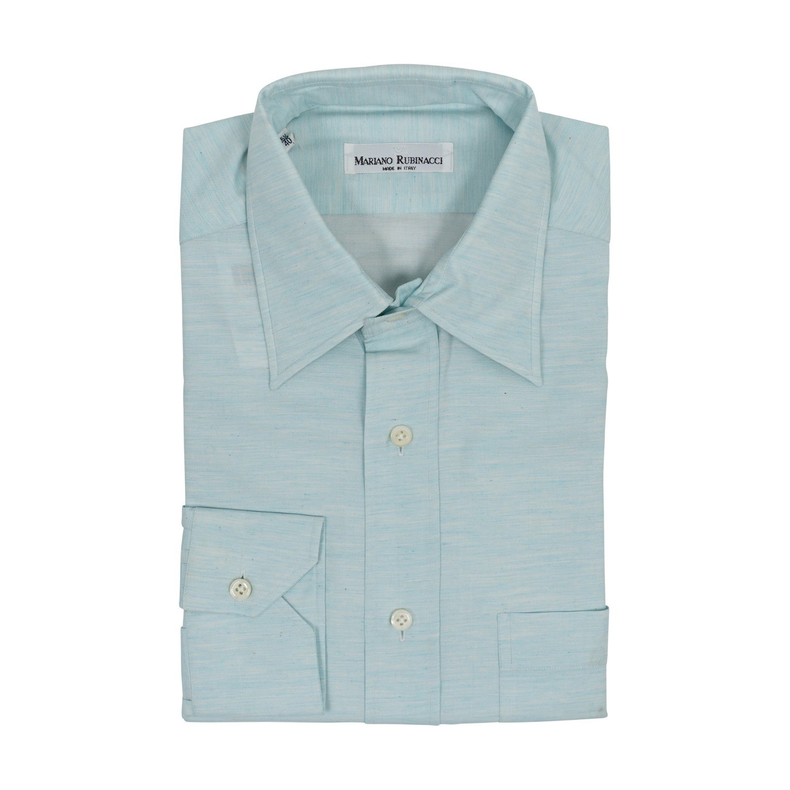 520$ RUBINACCI NAPOLI Aquamarine Hand-Sewn Shirt Cotton Classic Fit   2B