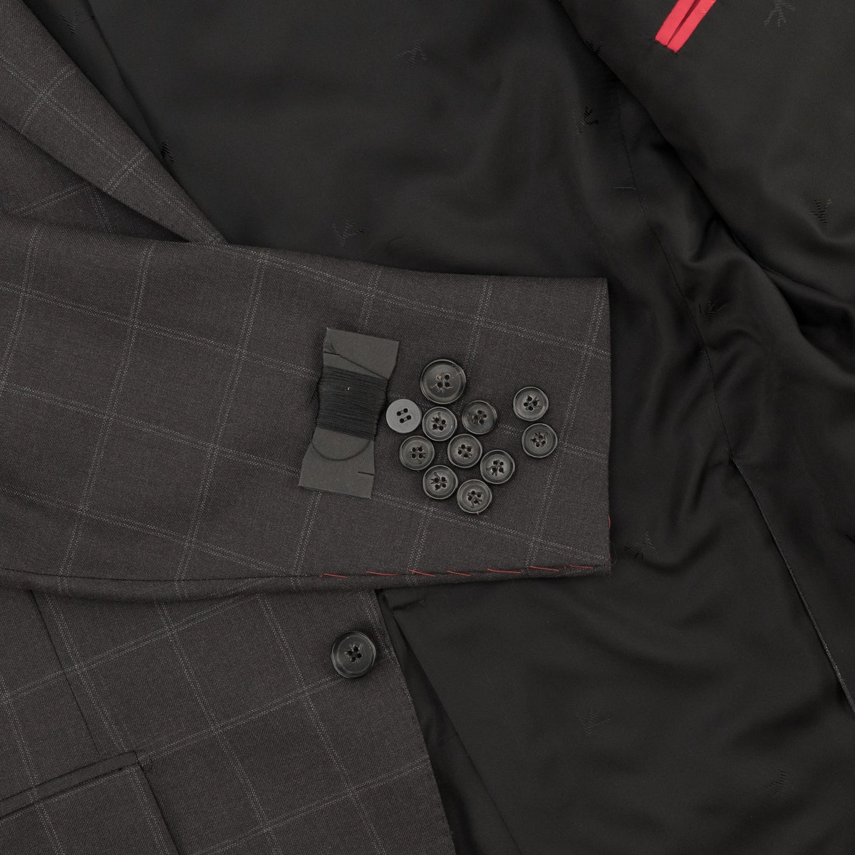 $6850 ISAIA NAPOLI "Gregorio" Dark Gray Suit Hand-Sewn Fine Wool Checks