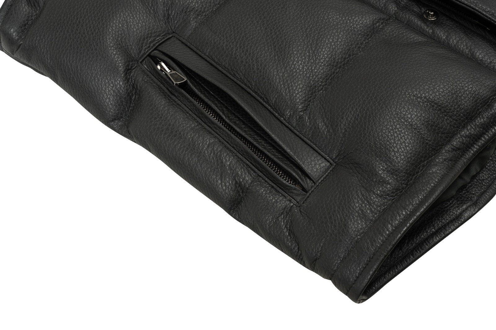 4800$ ISAIA NAPOLI Charcoal Padded Vest Jacket Deerskin Leather 38 US / 48 EU