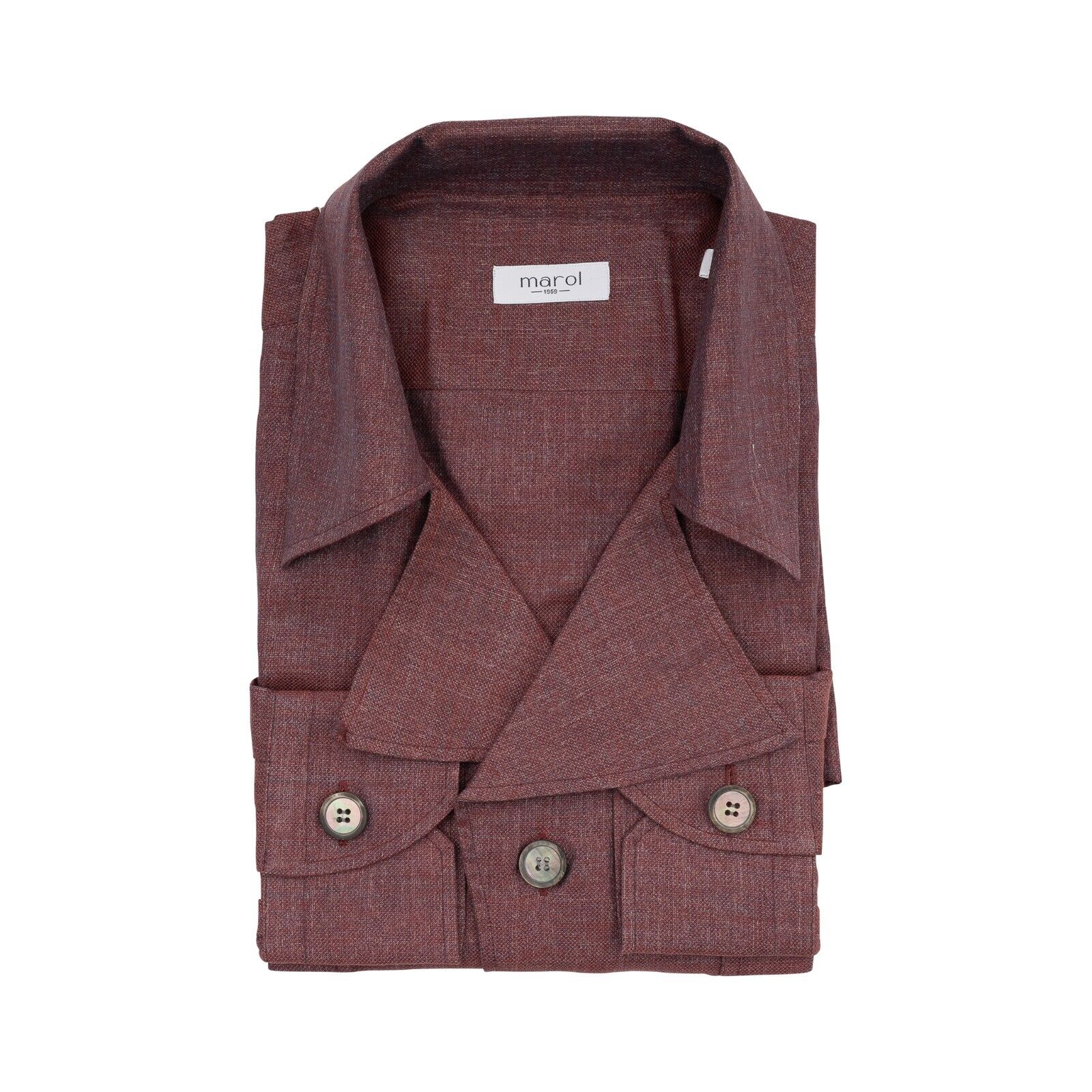 1400$ MAROL BOLOGNA Burgundy Sahariana Jacket Shirt 100% Irish Linen  15.75 - 40