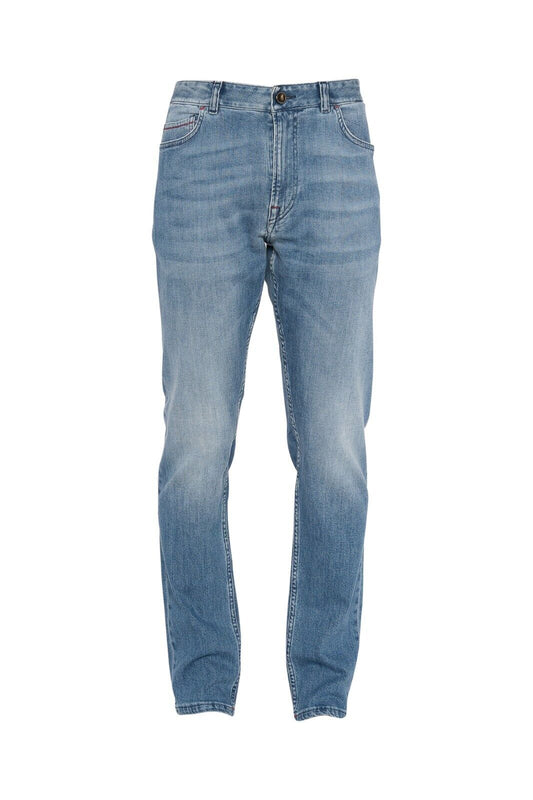 690$ ISAIA NAPOLI Light Blue Denim Jeans Trousers Pant Regular Cotton