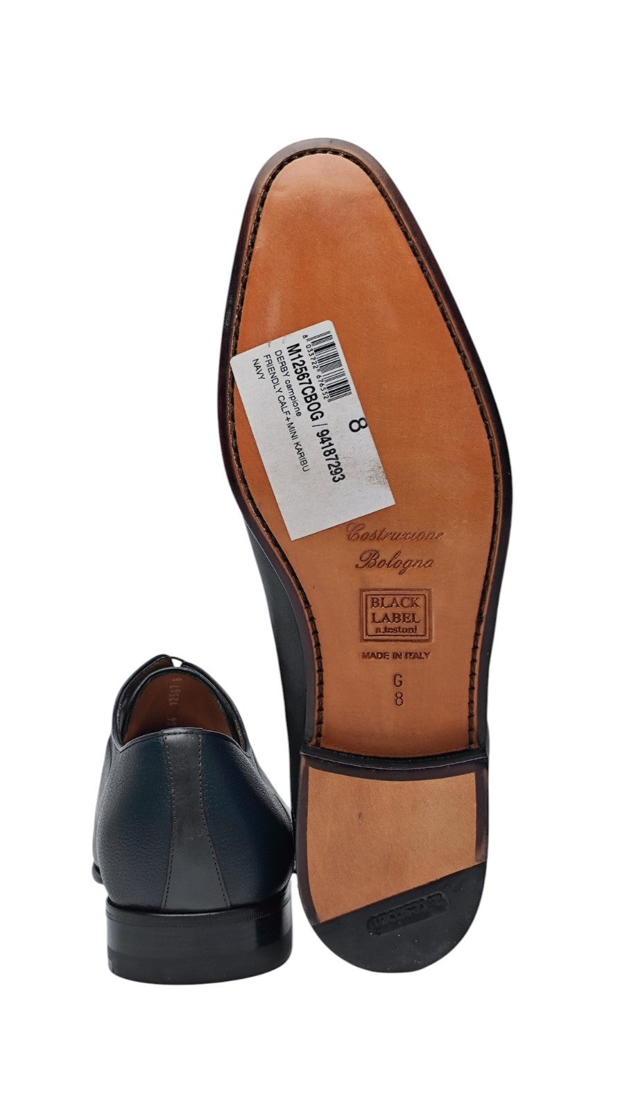 1200$ TESTONI Derby Shoes Soft Calf / Mini Karibu Blue 8 UK / 9 US / 42 IT