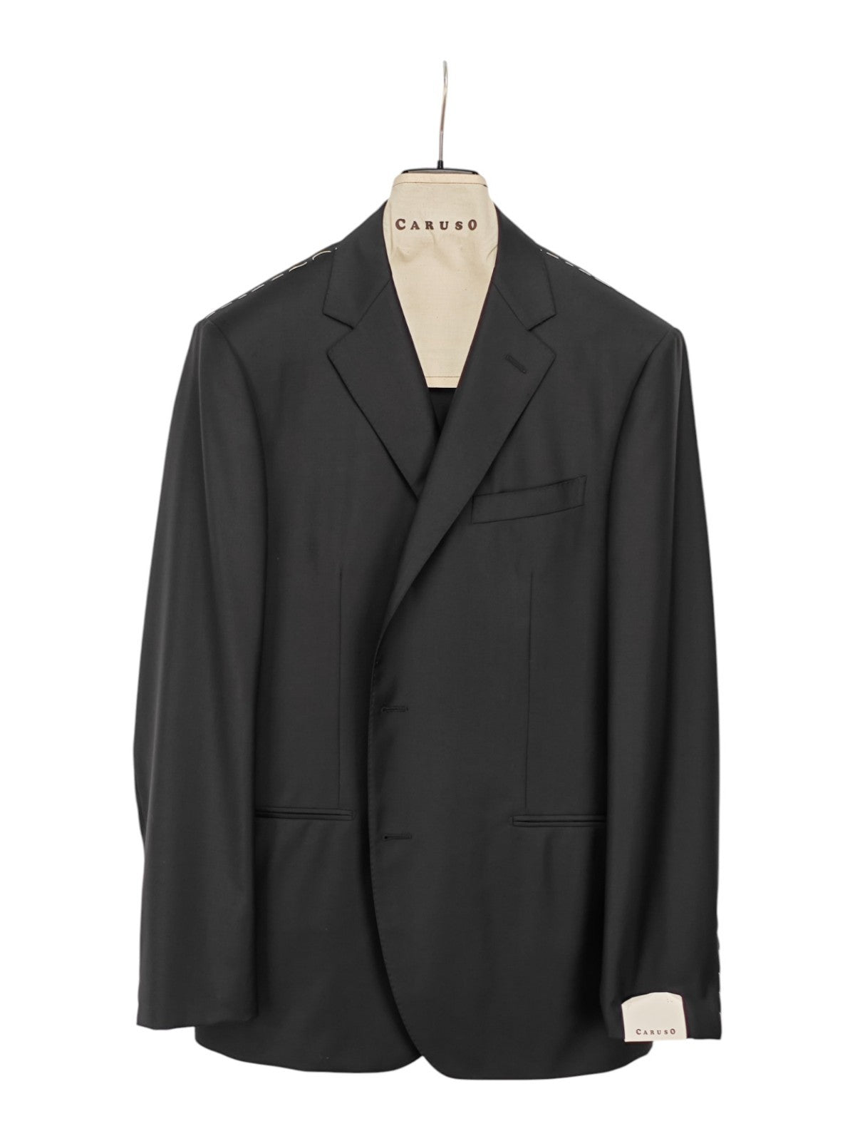 $2200 RAFFAELE CARUSO Black Suit LORO PIANA Wool 150's  44 US / 54 EU