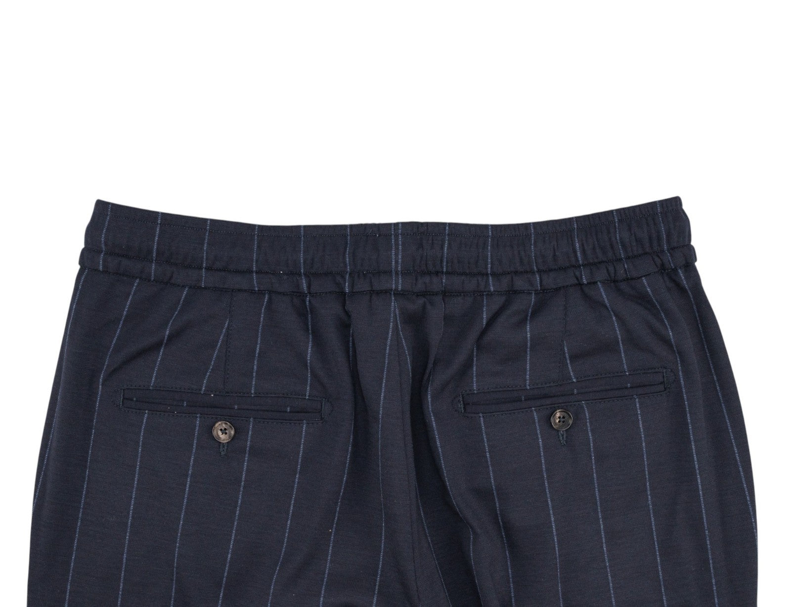 1300$ ISAIA NAPOLI Blue Navy Striped Drawstring Pant Wool Jersey 34 US / 50 EU