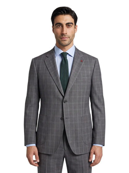$6700 ISAIA NAPOLI "Capri" Gray Suit Fine Wool Plaids 48 US / 58 EU 8R